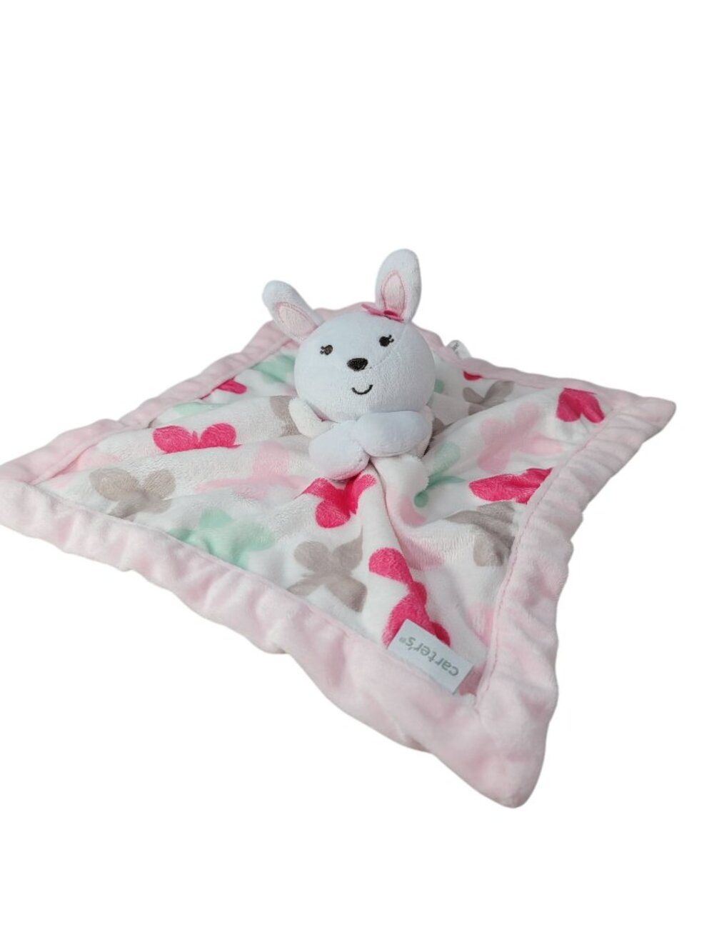 Carter's Bunny Butterflies Lovey Plush Pink White Soft Security Soothing Rabbit